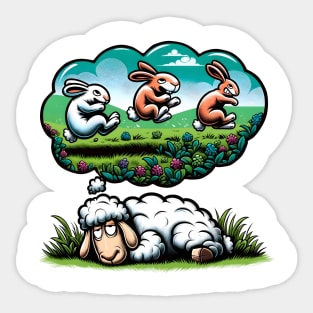 Funny Sheep Counting Rabbits Sleep Shirt Pajamas Sticker